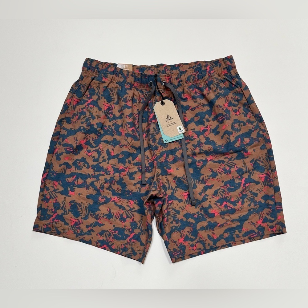 PrAna Men's XL Pull On Metric E-Waist Board 8" Stretch Shorts Fresca Camo NWT